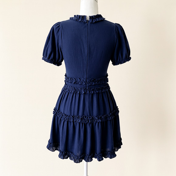 Altar’d State Dress S Navy Coastal Western Flair Boho Cottagecore Romantic EUC - Picture 2 of 13